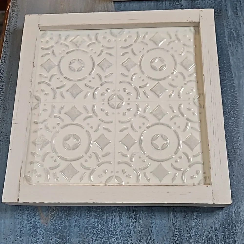 NWT Hobby Lobby White Tin Framed Wall Art Panels | 10